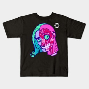 Vibrant Half Face Zombie Kids T-Shirt